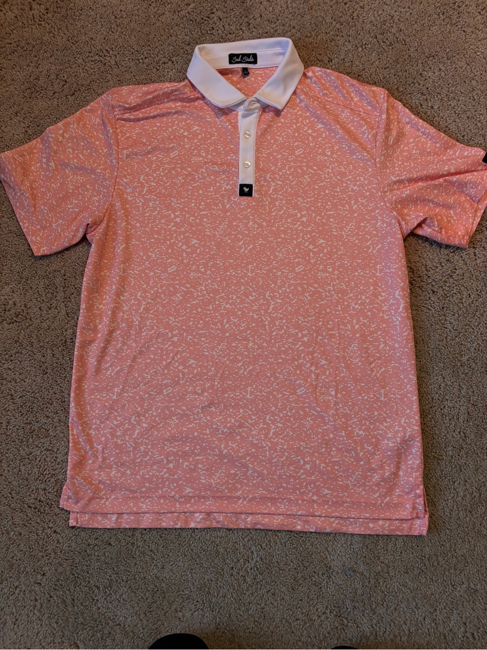 Bad Birdie Coral  White Contrast-Collar Polo